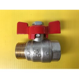 BALL BALVE, MALE / FEMALE, 1/2" (15mm), RED TEE HANDLE